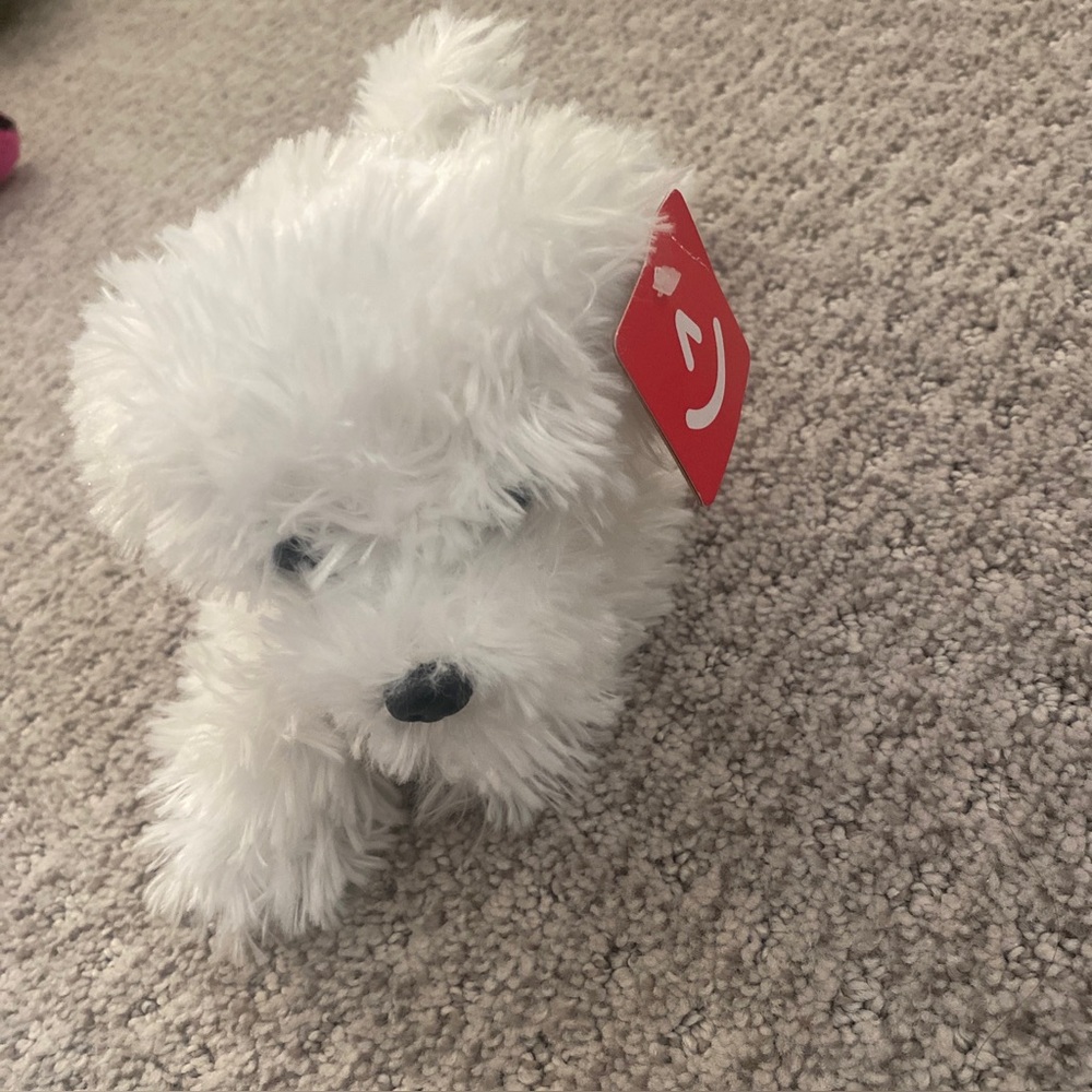 NWT 2022 Aurora Mini Snowball Small White Puppy Dog Mini Flopsie Bichon Frise 7”